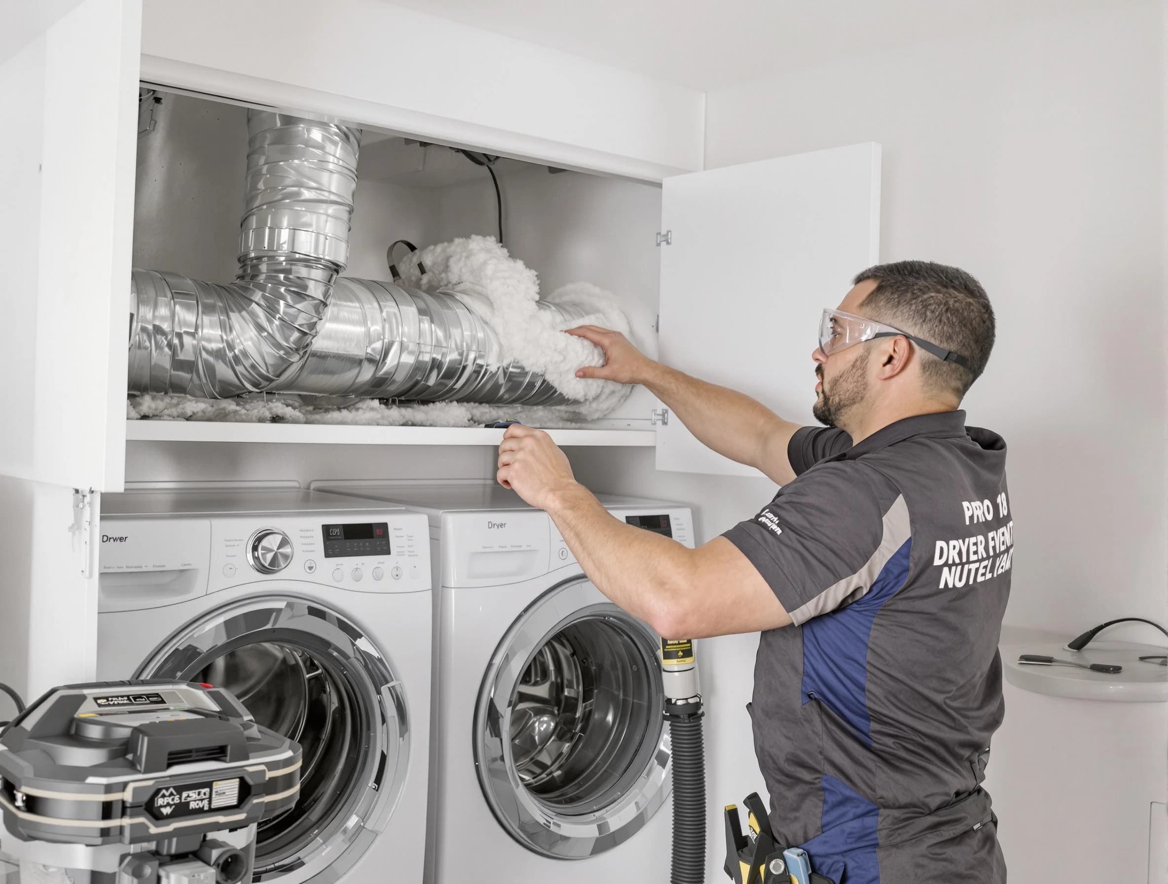King George Dryer Vent Cleaning certified technician performing specialized gas dryer vent cleaning in King George