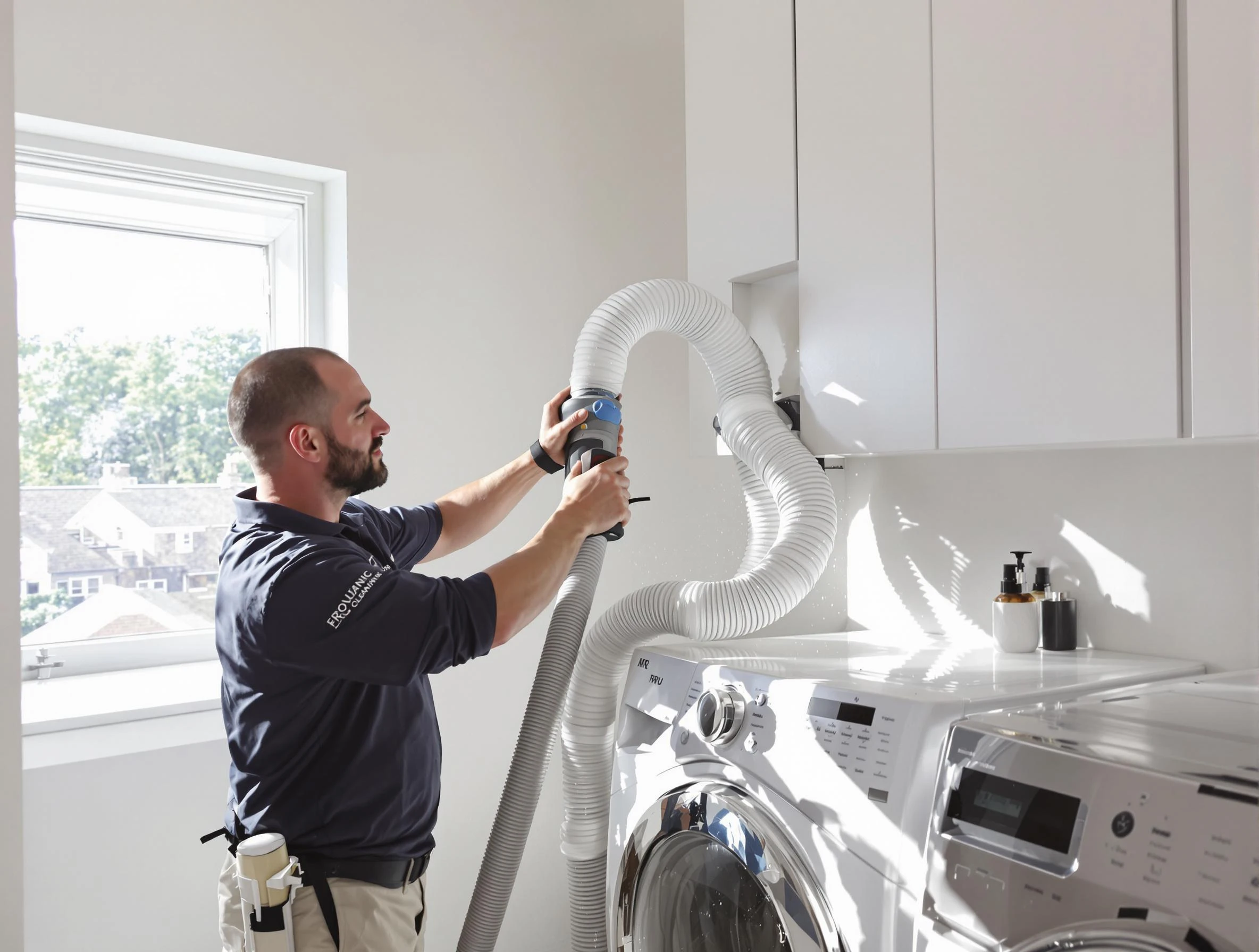 Certified King George Dryer Vent Cleaning technician performing dryer vent cleaning in King George