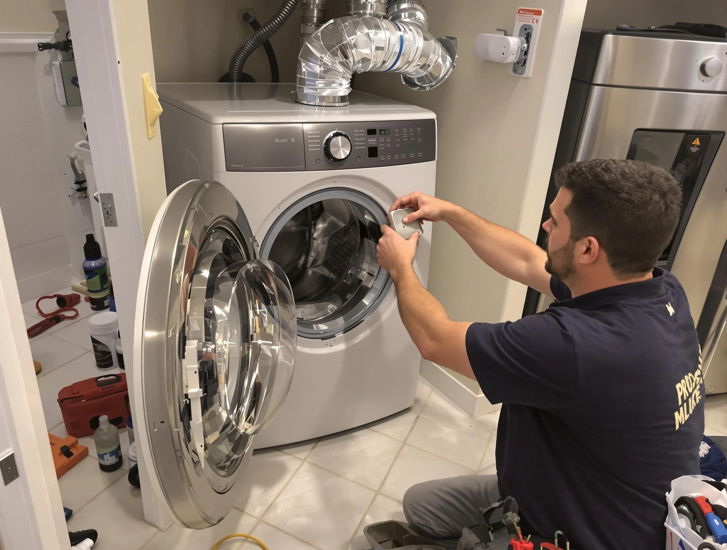 King George Dryer Vent Cleaning technician performing precise dryer vent hose installation in King George